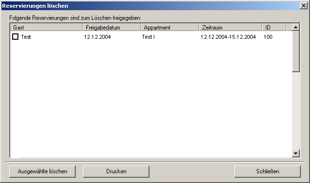 Freigegebene Reservierungen